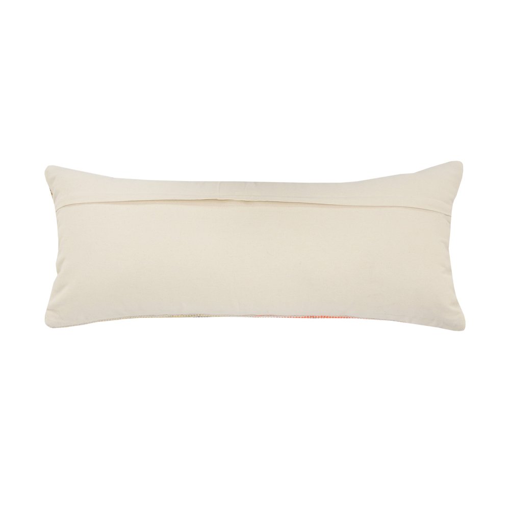 14" X 36" Off White Red And Blue Cotton Striped Throw Pillow — view 7