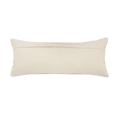 14" X 36" Off White Red And Blue Cotton Striped Throw Pillow HomeRoots