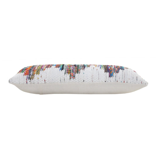 14" X 36" White Red Blue Orange And Green 100% Cotton Geometric Zippered Pillow 7.5" (L) x 36.0" (W) x 14.0" (H) FurniFindUSA