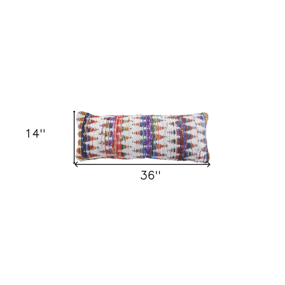 14" X 36" White Red Blue Orange And Green 100% Cotton Geometric Zippered Pillow — view 8