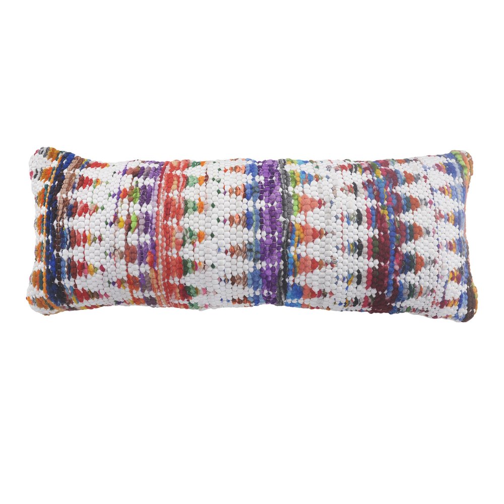 14" X 36" White Red Blue Orange And Green 100% Cotton Geometric Zippered Pillow HomeRoots