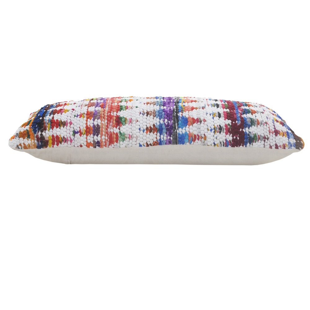 14" X 36" White Red Blue Orange And Green 100% Cotton Geometric Zippered Pillow HomeRoots