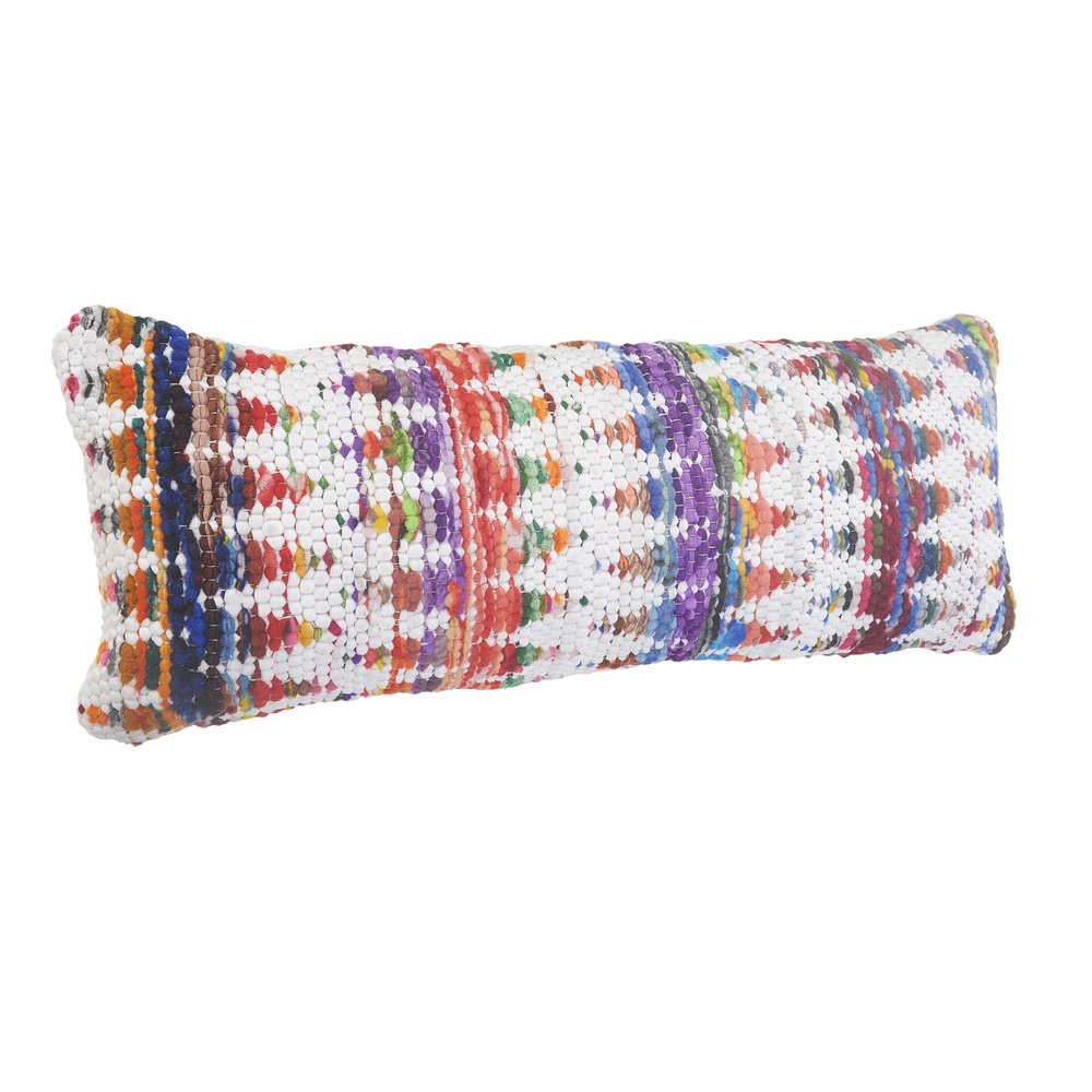 14" X 36" White Red Blue Orange And Green 100% Cotton Geometric Zippered Pillow — view 5