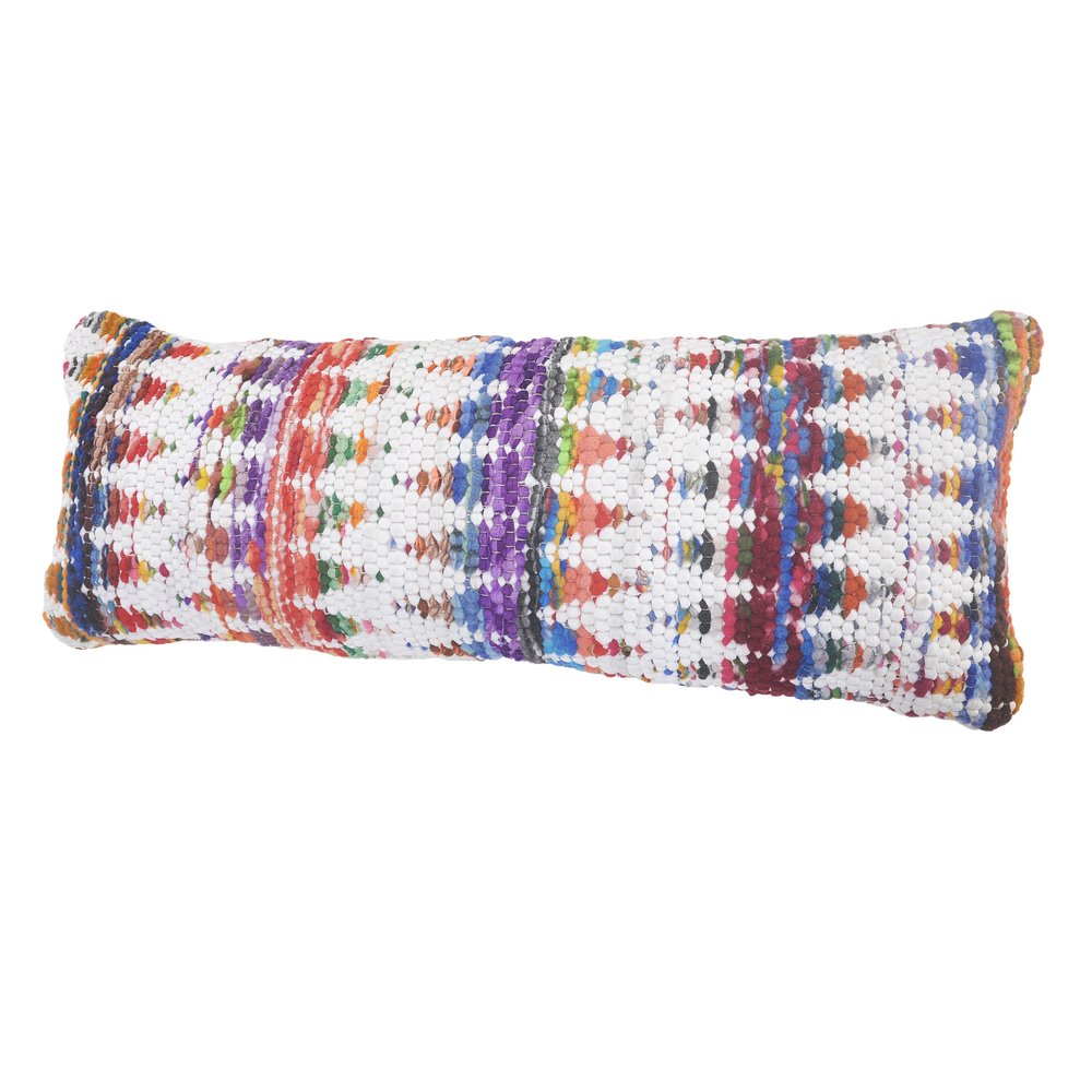 14" X 36" White Red Blue Orange And Green 100% Cotton Geometric Zippered Pillow HomeRoots