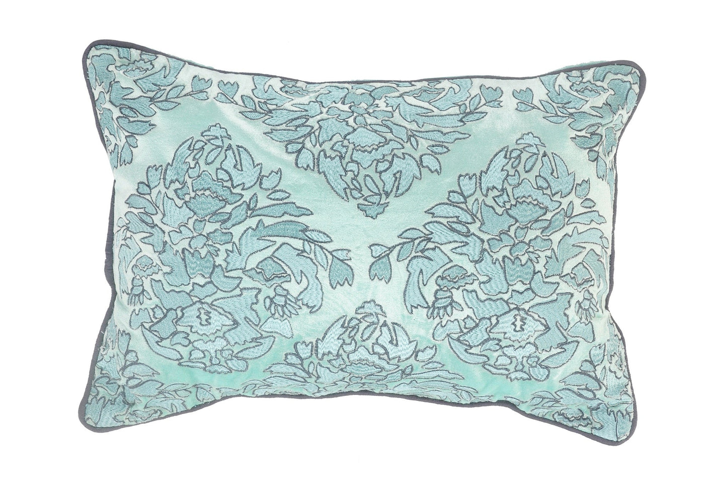14" X 20" Mint Blue And Gray 100% Cotton Abstract Zippered Pillow FurniFindUSA