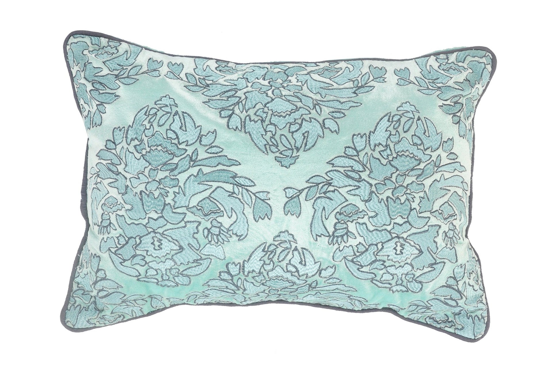 14" X 20" Mint Blue And Gray 100% Cotton Abstract Zippered Pillow FurniFindUSA