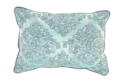 14" X 20" Mint Blue And Gray 100% Cotton Abstract Zippered Pillow FurniFindUSA