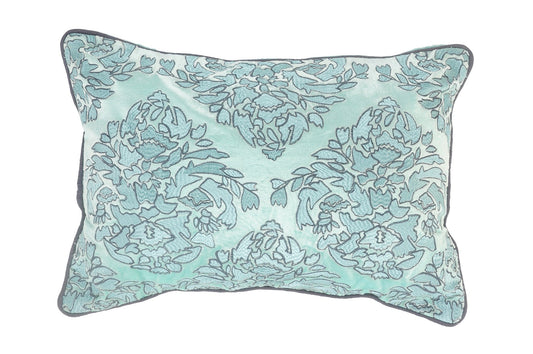 14" X 20" Mint Blue And Gray 100% Cotton Abstract Zippered Pillow FurniFindUSA