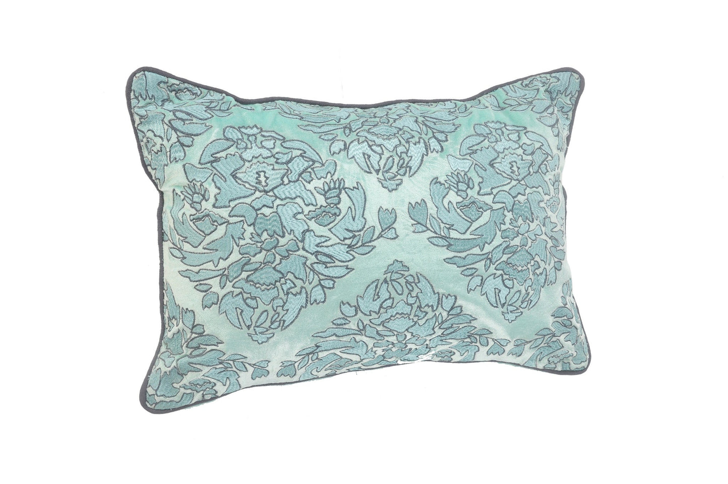 14" X 20" Mint Blue And Gray 100% Cotton Abstract Zippered Pillow FurniFindUSA