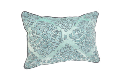 14" X 20" Mint Blue And Gray 100% Cotton Abstract Zippered Pillow FurniFindUSA