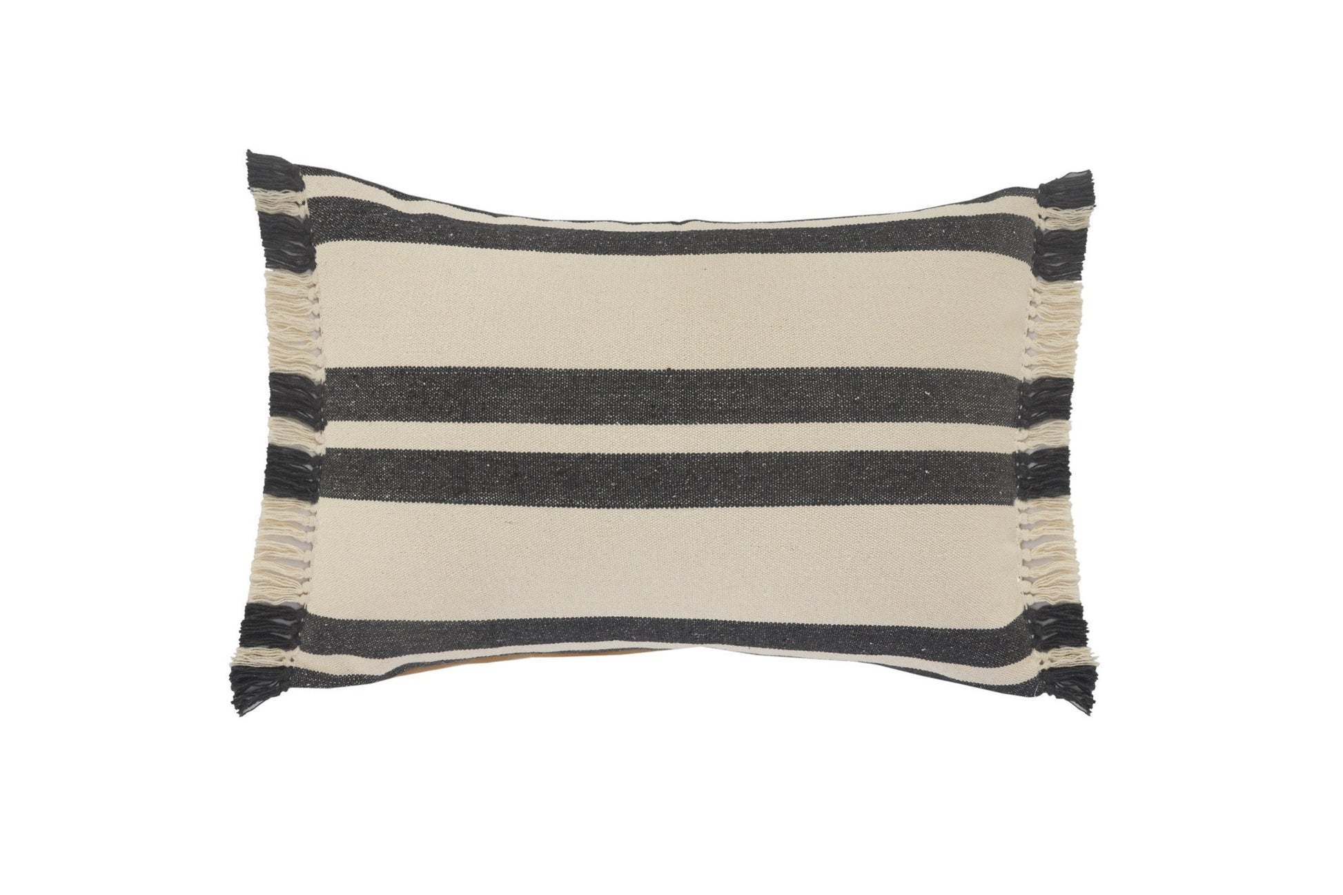 16" X 24" Gray And White 100% Cotton Striped Zippered Pillow FurniFindUSA