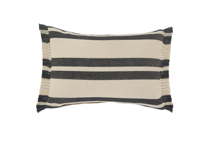 16" X 24" Gray And White 100% Cotton Striped Zippered Pillow FurniFindUSA