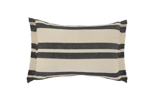 16" X 24" Gray And White 100% Cotton Striped Zippered Pillow FurniFindUSA
