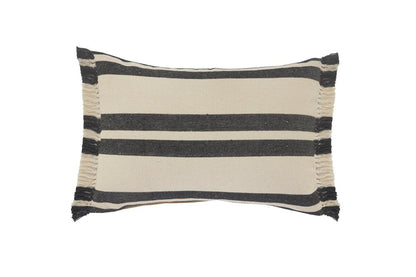 16" X 24" Gray And White 100% Cotton Striped Zippered Pillow HomeRoots