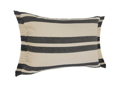 16" X 24" Gray And White 100% Cotton Striped Zippered Pillow HomeRoots