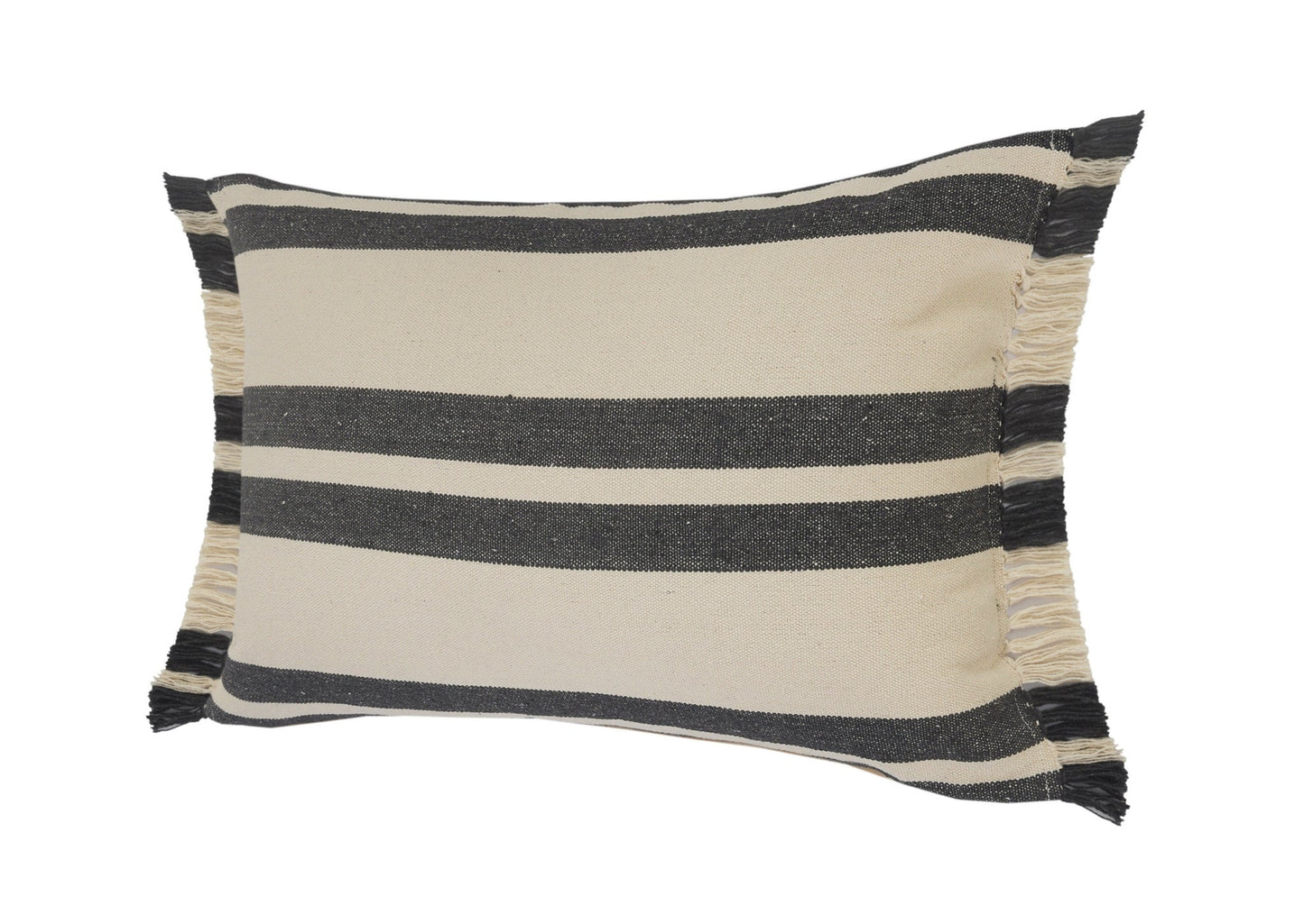 16" X 24" Gray And White 100% Cotton Striped Zippered Pillow FurniFindUSA
