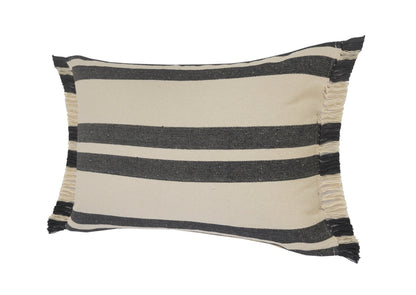 16" X 24" Gray And White 100% Cotton Striped Zippered Pillow FurniFindUSA