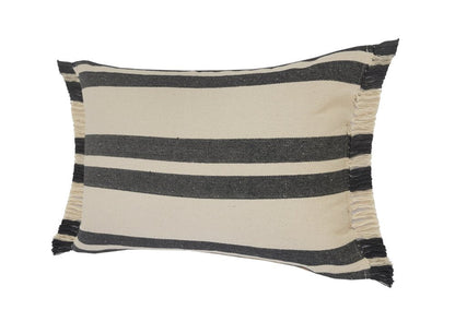 16" X 24" Gray And White 100% Cotton Striped Zippered Pillow HomeRoots