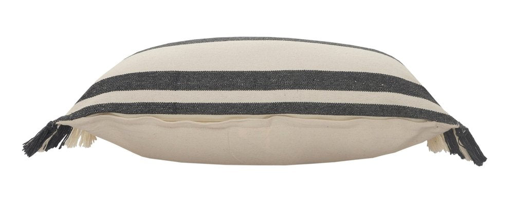 16" X 24" Gray And White 100% Cotton Striped Zippered Pillow — view 5