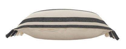 16" X 24" Gray And White 100% Cotton Striped Zippered Pillow HomeRoots