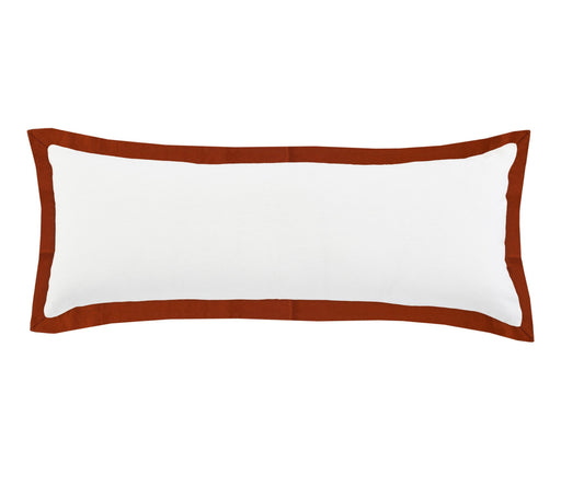 14" X 36" White And Red 100% Cotton Geometric Zippered Pillow FurniFindUSA