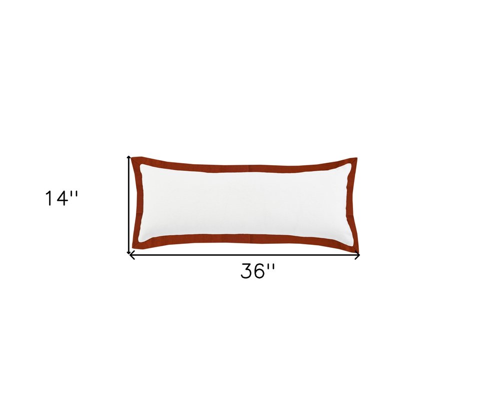 14" X 36" White And Red 100% Cotton Geometric Zippered Pillow HomeRoots