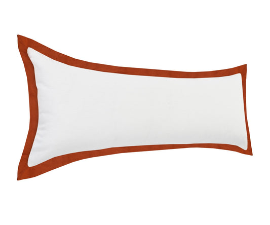 14" X 36" White And Red 100% Cotton Geometric Zippered Pillow FurniFindUSA