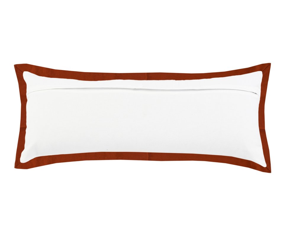 14" X 36" White And Red 100% Cotton Geometric Zippered Pillow HomeRoots