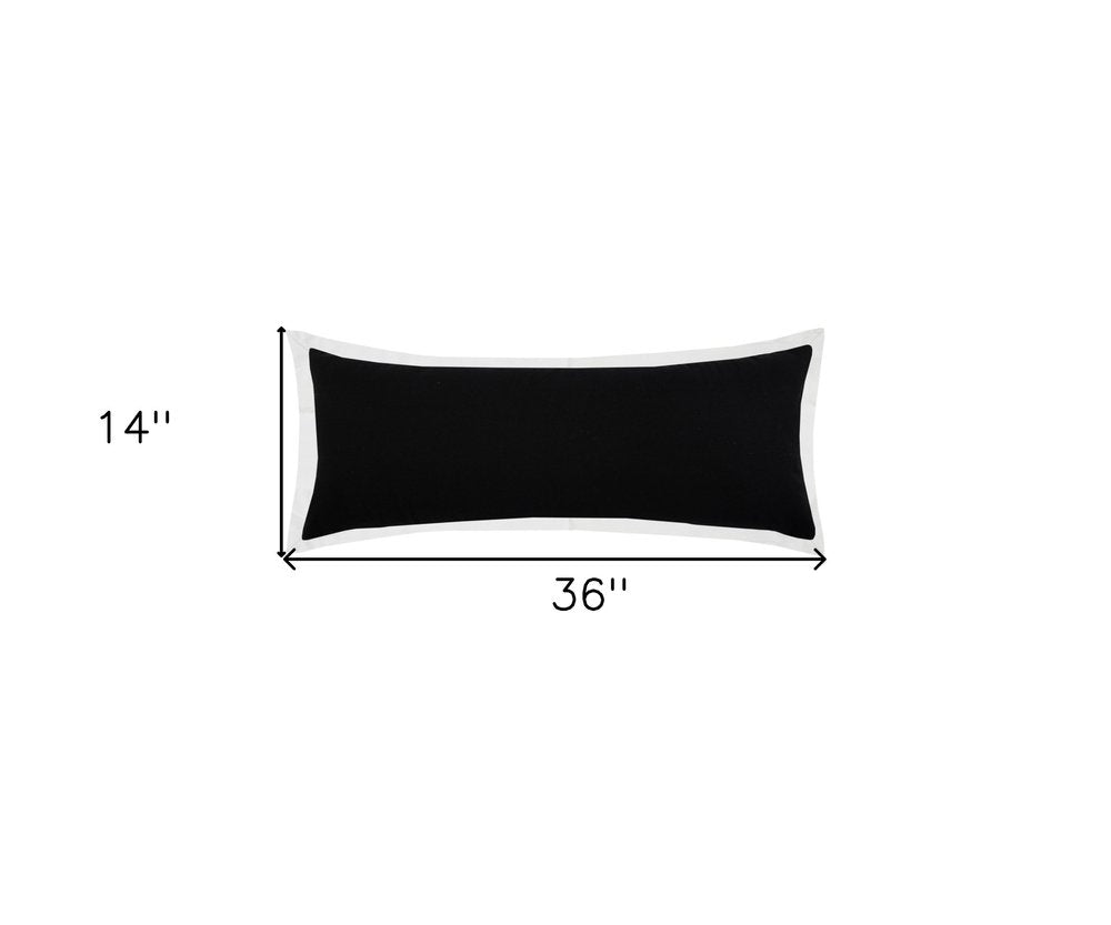 14" X 36" Black And White 100% Cotton Geometric Zippered Pillow HomeRoots