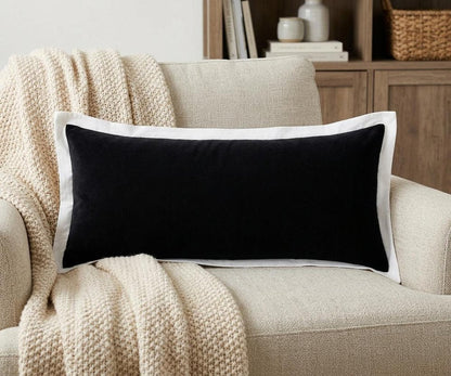 14" X 36" Black And White 100% Cotton Geometric Zippered Pillow HomeRoots