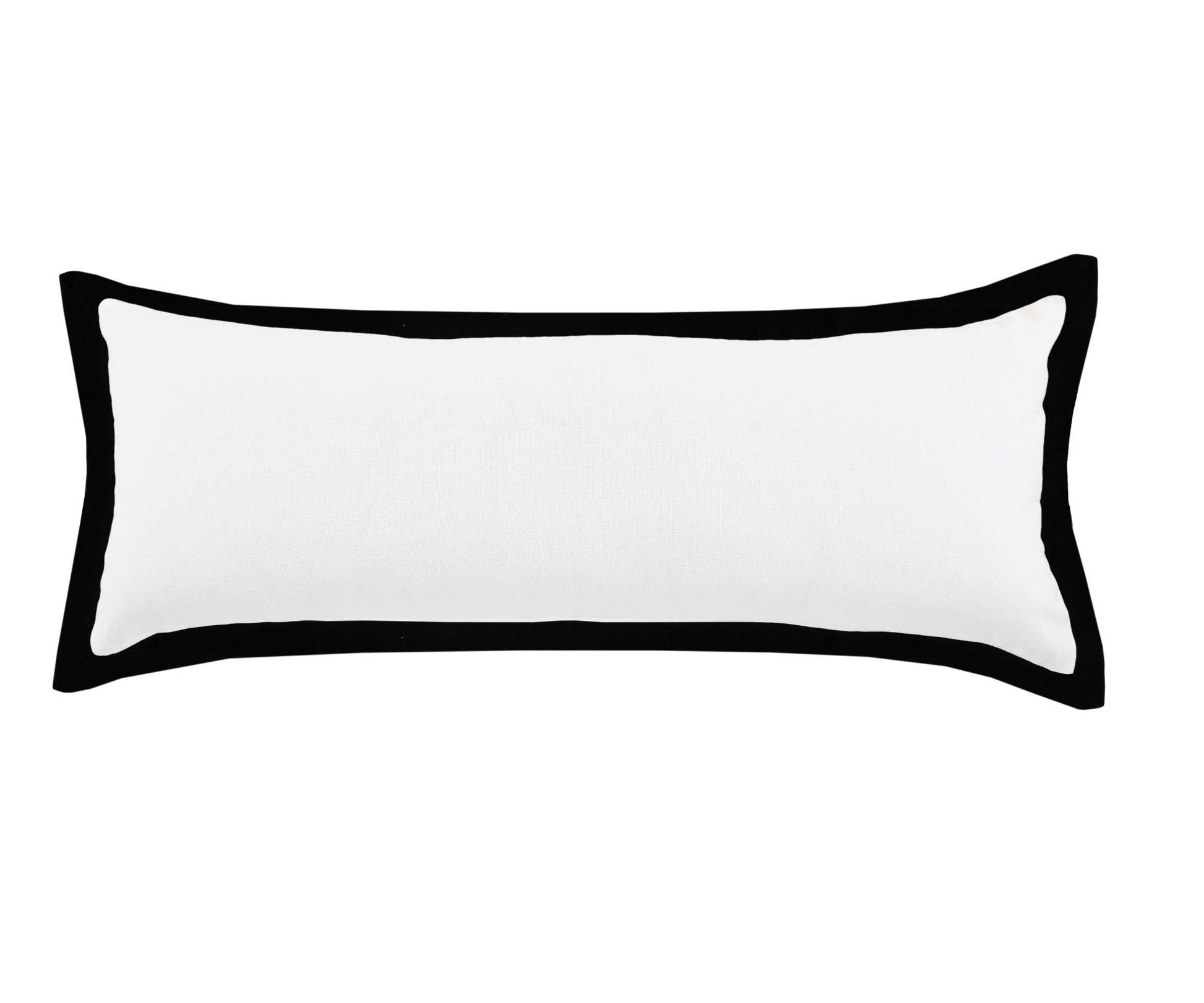 14" X 36" White And Black 100% Cotton Geometric Zippered Pillow FurniFindUSA