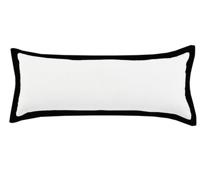 14" X 36" White And Black 100% Cotton Geometric Zippered Pillow FurniFindUSA