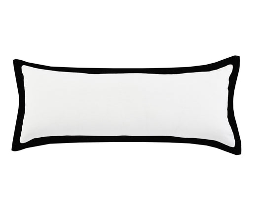14" X 36" White And Black 100% Cotton Geometric Zippered Pillow FurniFindUSA