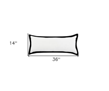 14" X 36" Black And White Cotton Color Block Throw Pillow