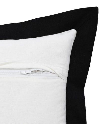 14" X 36" Black And White Cotton Color Block Throw Pillow