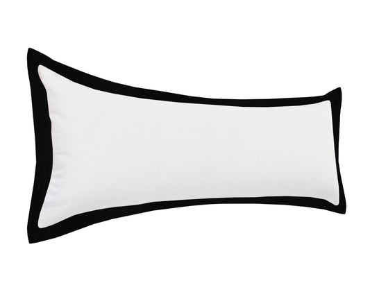 14" X 36" White And Black 100% Cotton Geometric Zippered Pillow FurniFindUSA