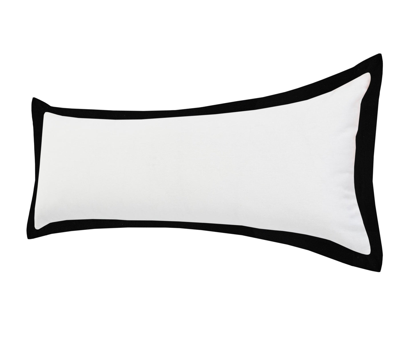 14" X 36" White And Black 100% Cotton Geometric Zippered Pillow FurniFindUSA
