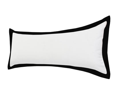 14" X 36" White And Black 100% Cotton Geometric Zippered Pillow FurniFindUSA