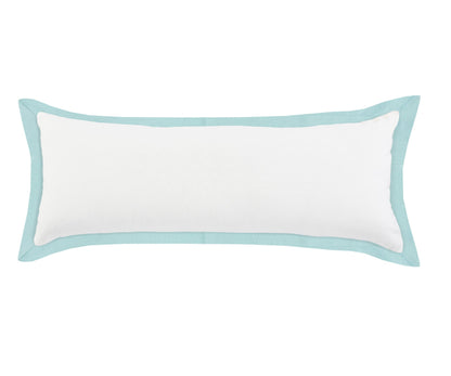 14" X 36" White And Icy Blue 100% Cotton Geometric Zippered Pillow FurniFindUSA