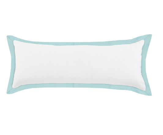 14" X 36" White And Icy Blue 100% Cotton Geometric Zippered Pillow FurniFindUSA