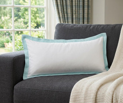 14" X 36" White And Icy Blue 100% Cotton Geometric Zippered Pillow HomeRoots
