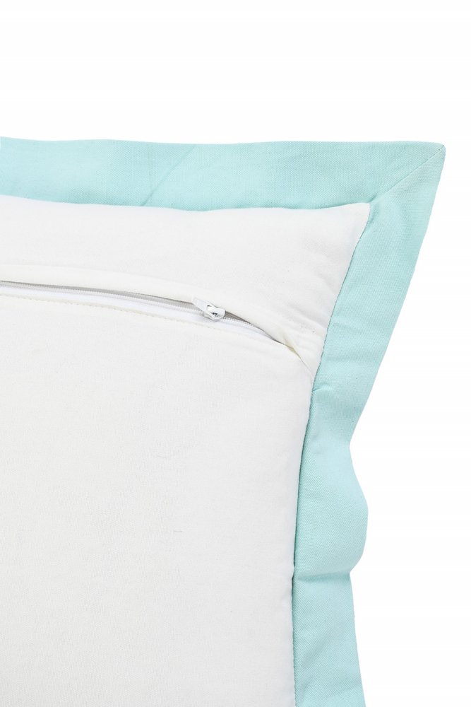 14" X 36" White And Icy Blue 100% Cotton Geometric Zippered Pillow — view 3