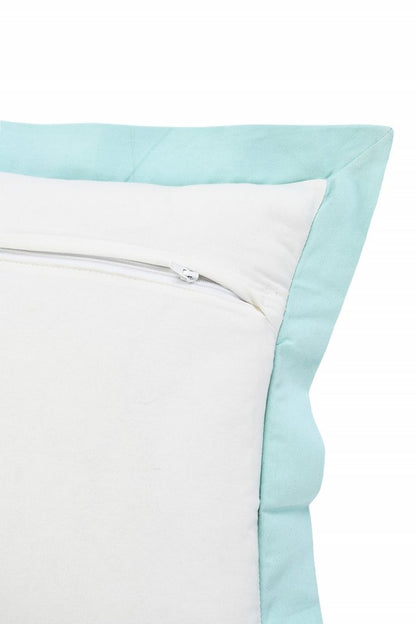 14" X 36" White And Icy Blue 100% Cotton Geometric Zippered Pillow HomeRoots