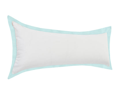 14" X 36" White And Icy Blue 100% Cotton Geometric Zippered Pillow FurniFindUSA