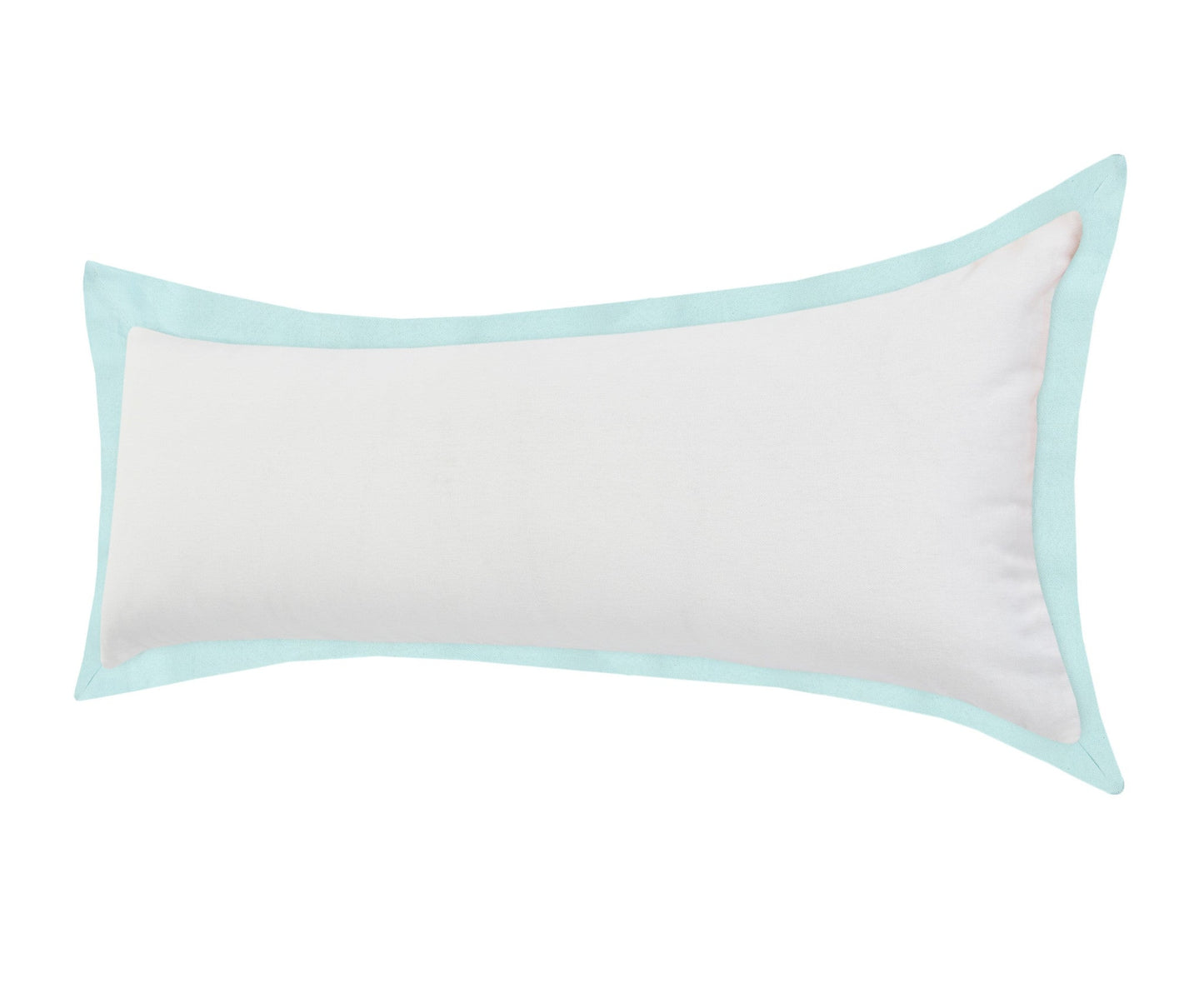 14" X 36" White And Icy Blue 100% Cotton Geometric Zippered Pillow FurniFindUSA