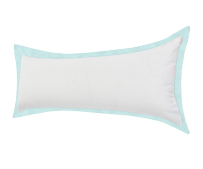 14" X 36" White And Icy Blue 100% Cotton Geometric Zippered Pillow FurniFindUSA