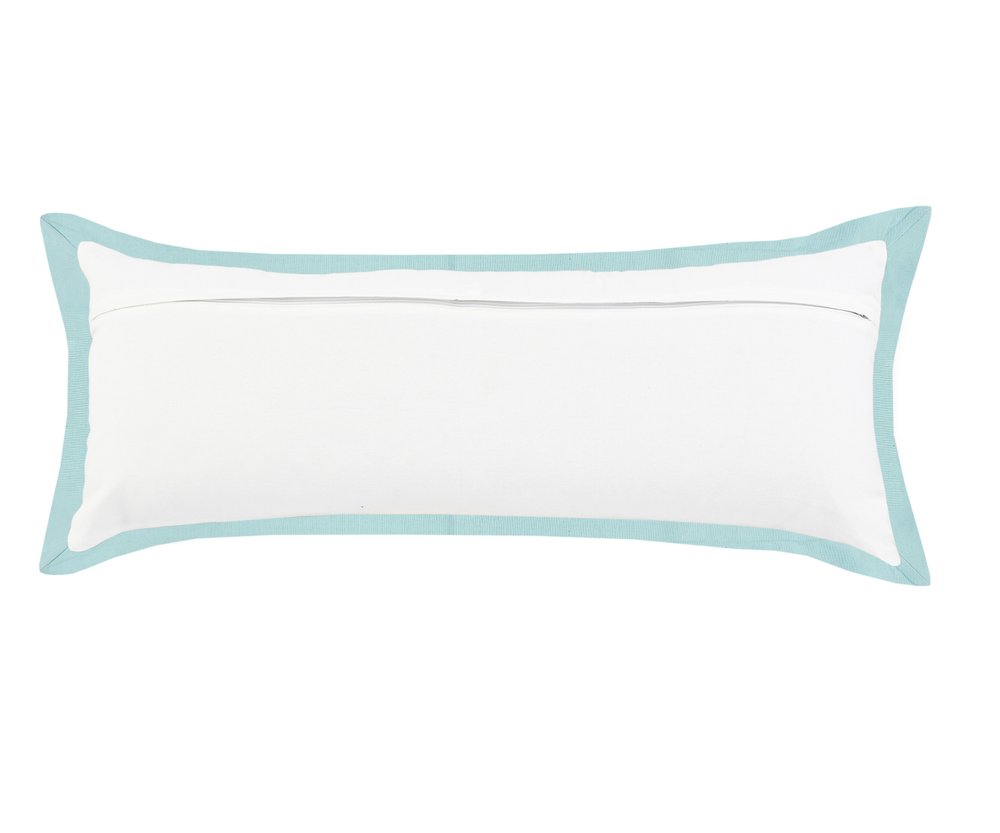 14" X 36" White And Icy Blue 100% Cotton Geometric Zippered Pillow — view 7