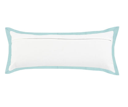 14" X 36" White And Icy Blue 100% Cotton Geometric Zippered Pillow HomeRoots