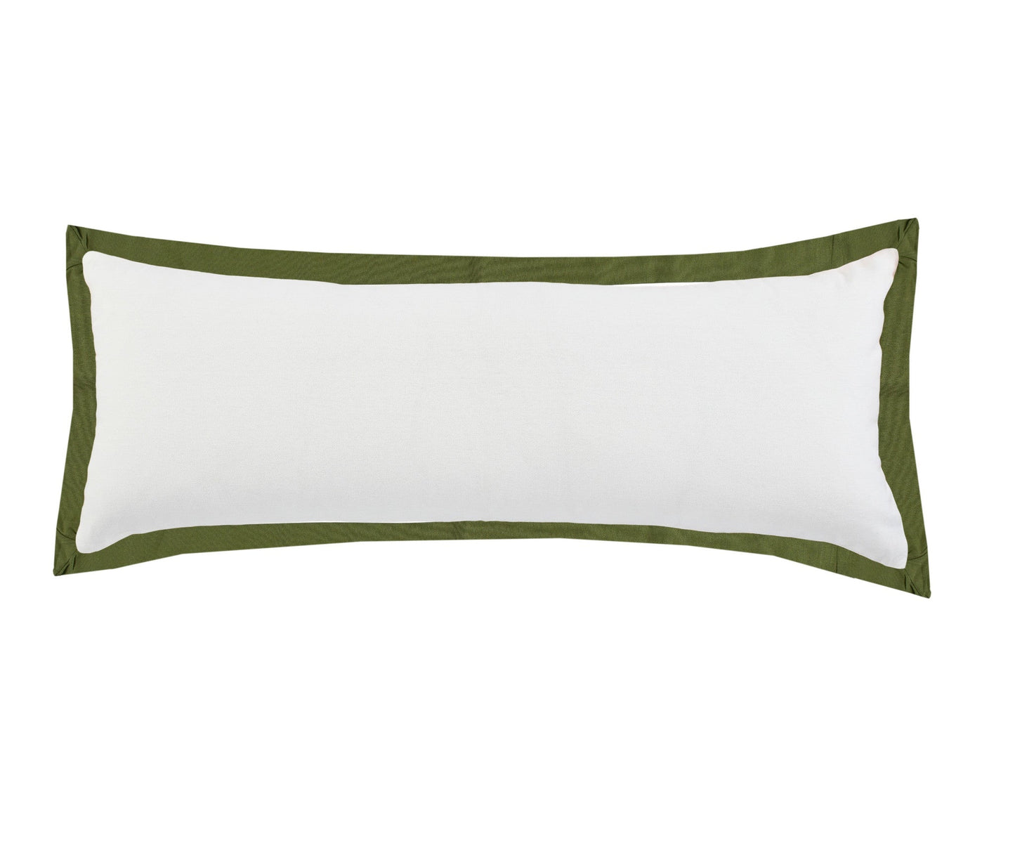 14" X 36" White And Moss Green 100% Cotton Geometric Zippered Pillow FurniFindUSA