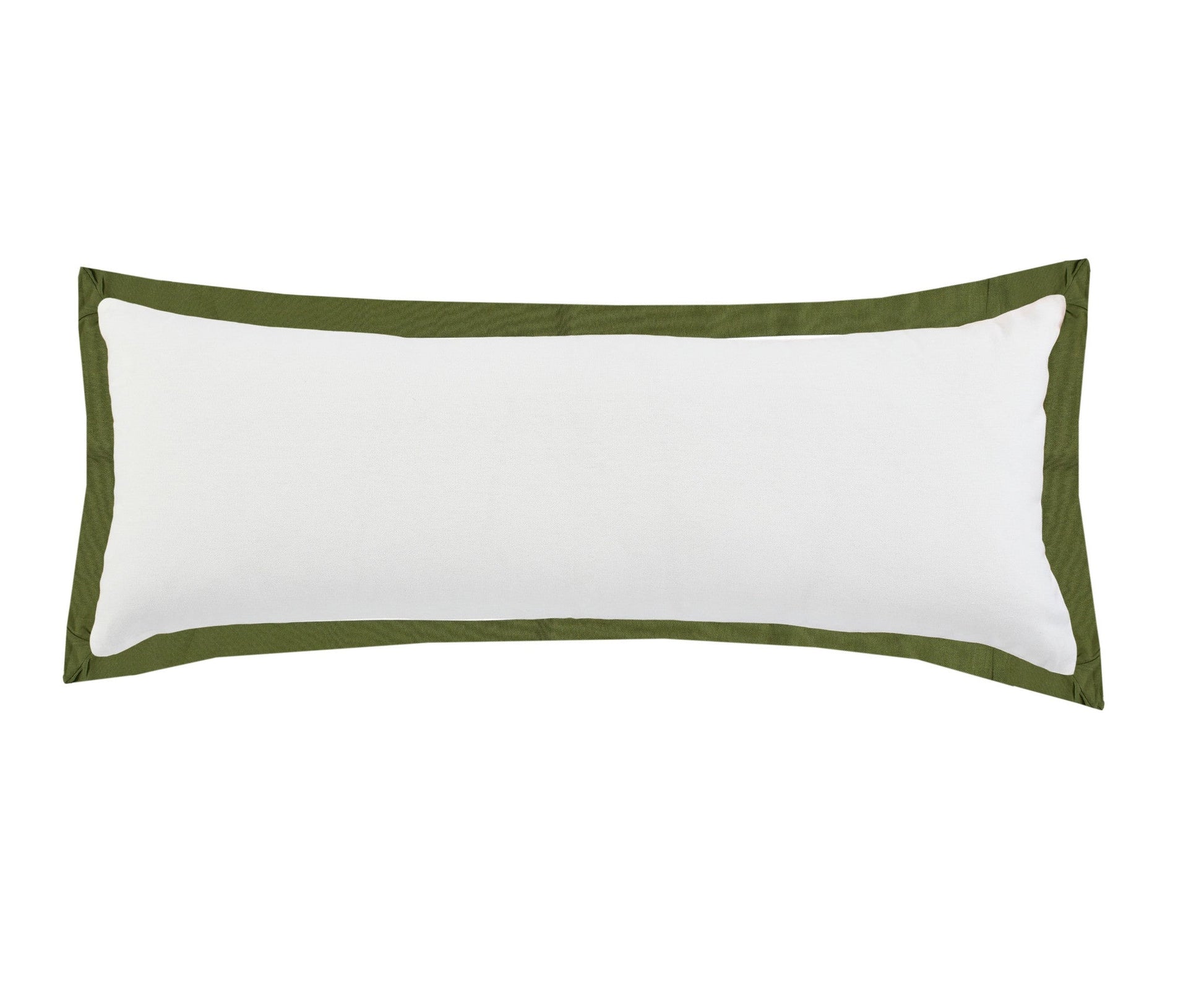 14" X 36" White And Moss Green 100% Cotton Geometric Zippered Pillow FurniFindUSA